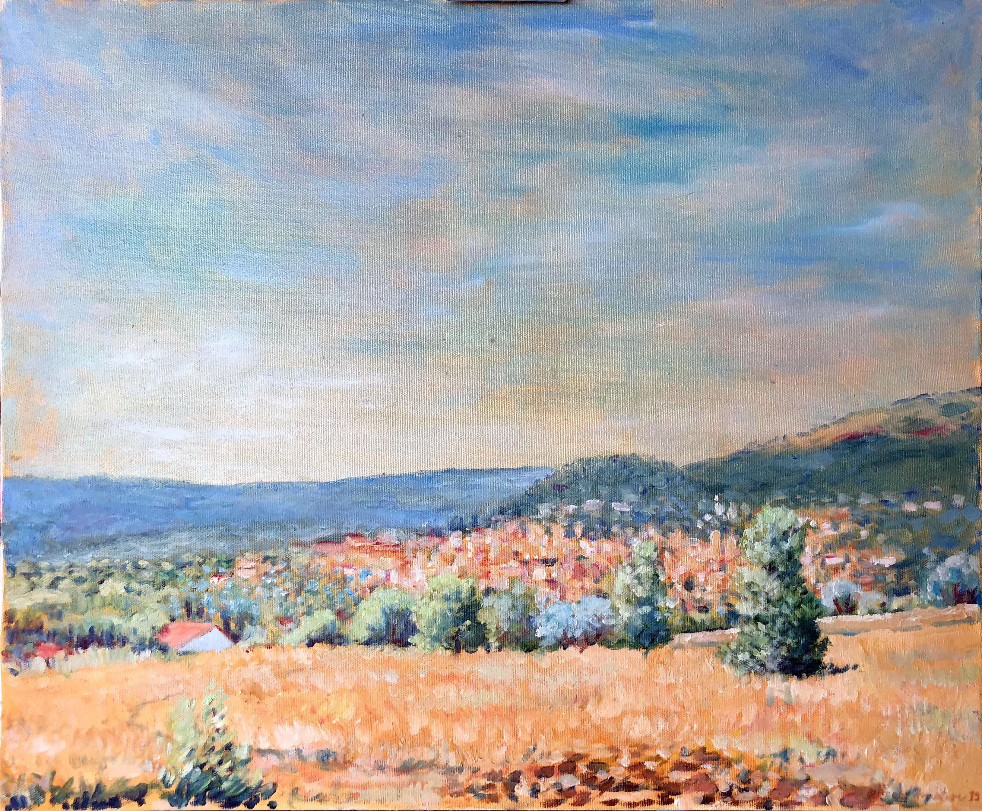 Plan de Grasse Eté, Grasse au loin, Juillet
