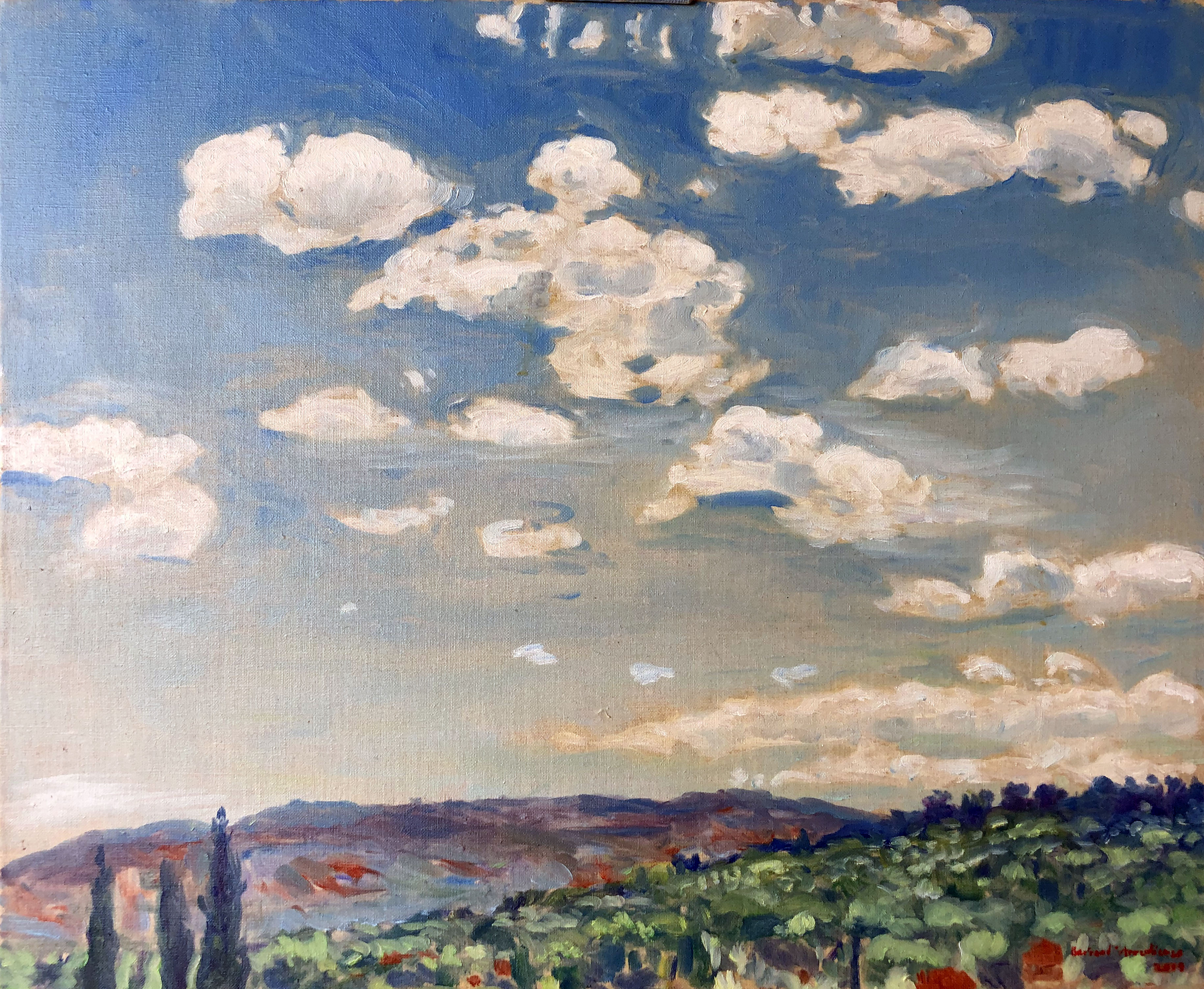 Etude de Ciel nuages lumineux, Plan de Grasse vue vers le Sud Ouest