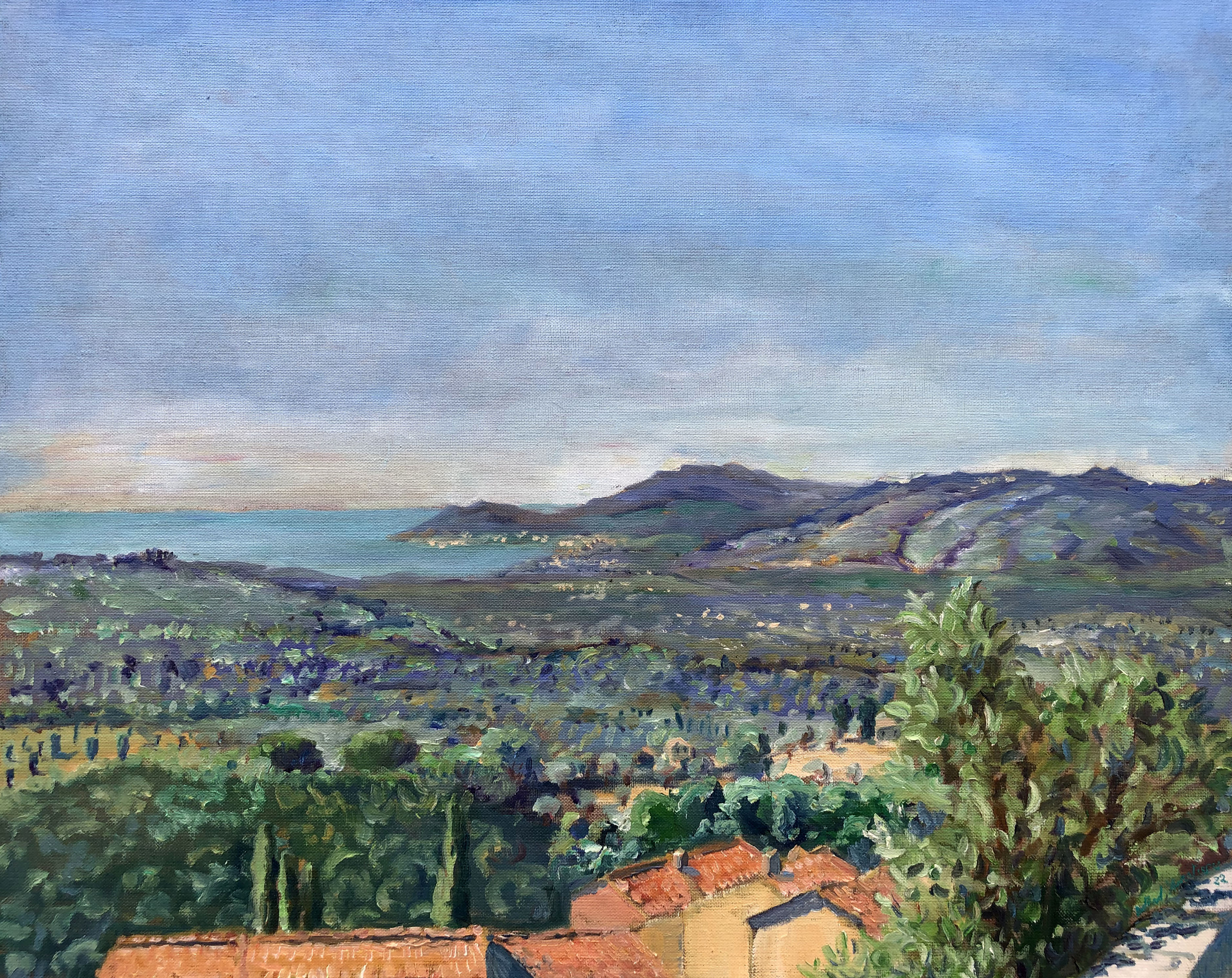 Vue depuis Chateauneuf vers le Sud Ouest avec citronnier 